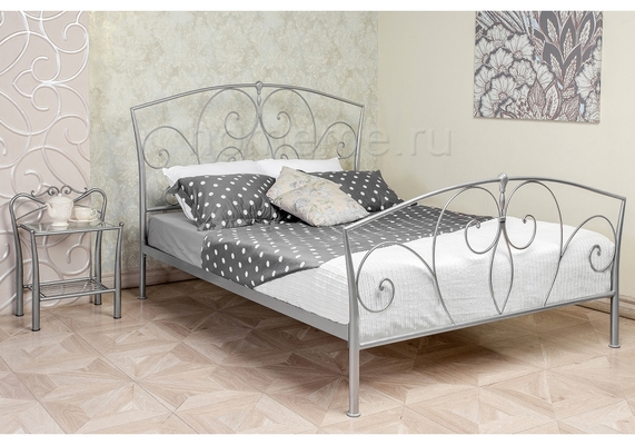 Кровать Vita с деревянными ламелями 200х160, серебристый (1572)