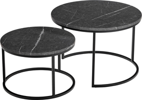 Набор кофейных столиков Tango серый мрамор с чёрными ножками, 2шт