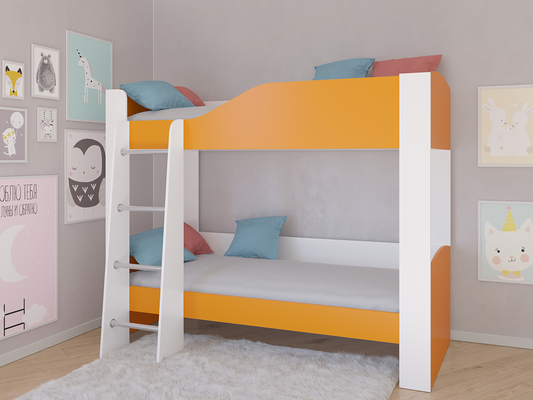 Кровать двухъярусная  Кровать двухъярусная АСТРА 2 Белый/Оранжевый без ящика