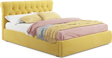 Мягкая кровать Ameli 1600 желтая с ортопедическим основанием