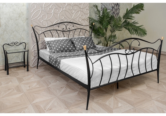 Кровать Mila с деревянными ламелями 200х160, черный (1571)