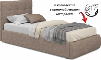 Мягкая кровать Selesta 900 кожа латте с ортопедическим основание