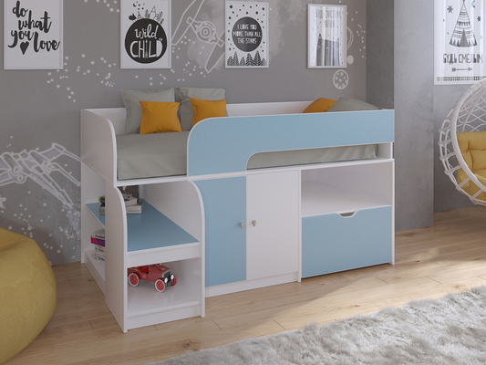Детская кровать  Кровать чердак Астра 9 V4 Белый/Голубой